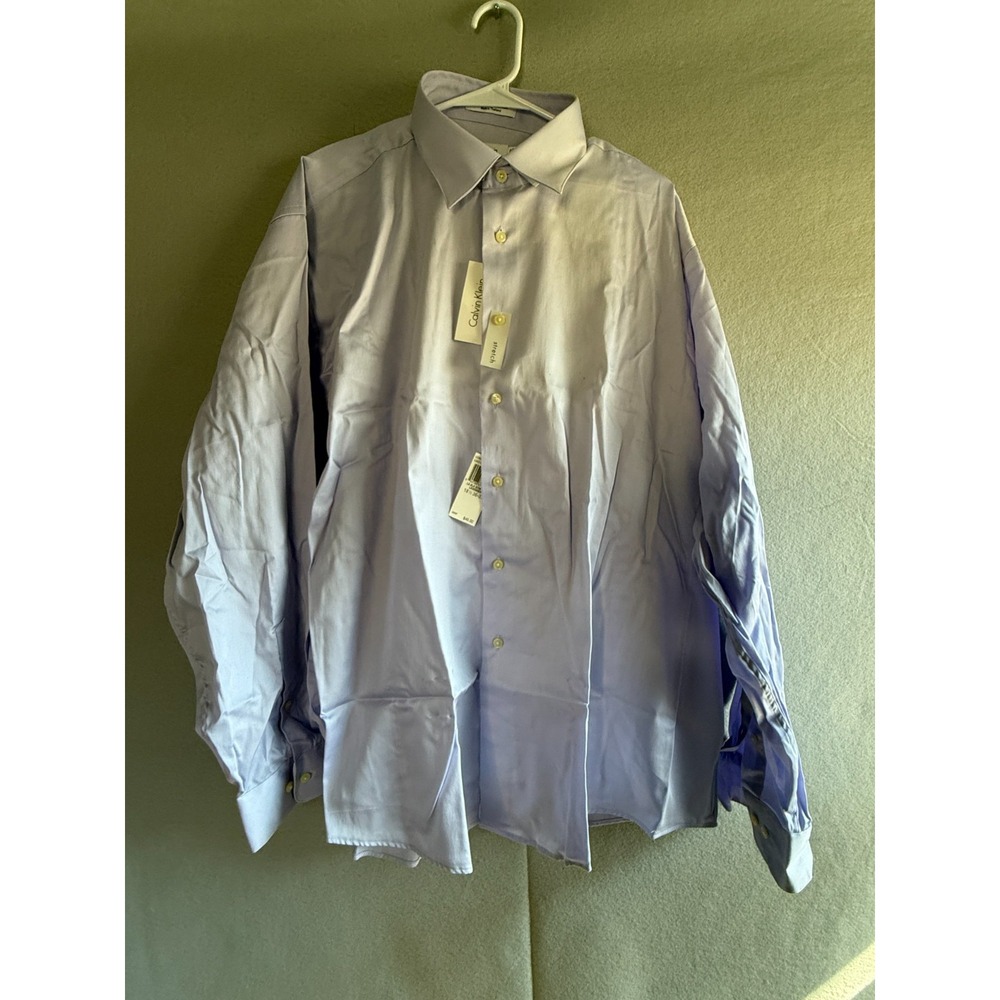 Calvin‎ Klein Stretch Dress Shirt Men's 18.5 36/37 Lavender JDC Monogram NWT